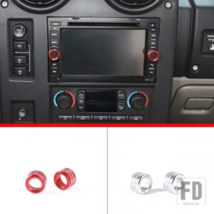 2003-2007 ハマー H2 合金赤カースタイリングボリュームメディア調整ノブリングカバーステッカーカーインテリアアクセサリー