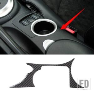 カーボン日産 370Z Z34 2009-UP センターコンソール水カップパネルトリムカバーインテリアアクセサリー装飾ステッカー