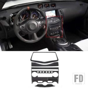 日産 370Z Z34 2009-UP カーボン中央空調調整パネルインテリアアクセサリー装飾ステッカー