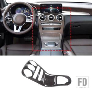 メルセデスベンツ C クラス W205 GLC X253 2015 - 2019 黒木目インテリアセンターコントロールギアシフトパネル装飾カバートリム