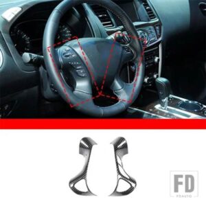 日産パスファインダー 2013-2018 ABS カーボンカースタイリングステアリングホイールボタンフレームステッカーカーインテリアアクセサリー