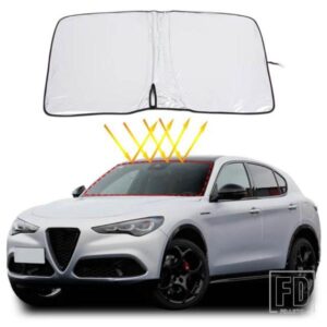 アルファロメオ STELVIO 2017-2023 窓サンシェードブロック紫外線サンバイザープロテクターフロントガラスバイザーカバーサンシェード