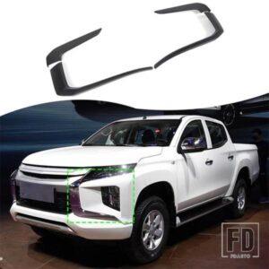 三菱 L200 トリトン 2019-2023 ABS マットブラックフロントグリル装飾ストリップステッカー外装アクセサリー