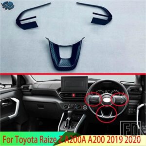トヨタライズ Z A200A A200 2019 2020 カーボンスタイルステアリングホイールパネルカバーベゼルトリムインサートバッジモールドガーニッシュ