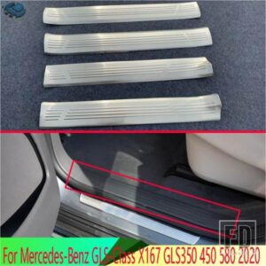 メルセデスベンツ GLS クラス X167 GLS350 450 580 2020 ステンレスインナー内側ドアシルパネルスカッフプレートキックステップトリム