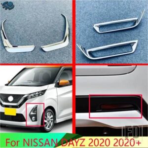 日産デイズ 2020 + カーアクセサリー ABS クロームフロントリアリフレクターフォグライトランプカバートリムベゼルフレームスタイリングガーニッシュ