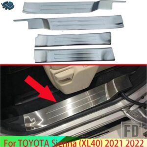 トヨタ シエナ XL40 2021 2022 ステンレスインナー内側ドアシルパネルスカッフプレートキックステップトリムカバープロテクター