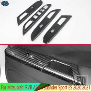 三菱 RVR ASX アウトランダースポーツ ES 2020 2021 カーボンスタイルドア窓アームレストカバースイッチパネルトリムモールディング