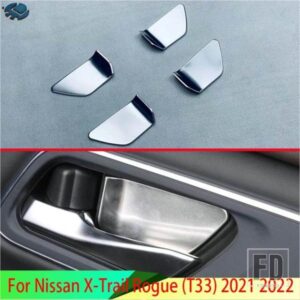 日産エクストレイルローグ T33 2021 2022 ステンレスインナードアハンドルカバーキャッチボウルトリムインサートベゼルフレームガーニッシュ