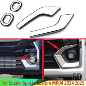 スズキスペーシアカスタム MK54S MK94S 2024 2025 カーアクセサリー ABS クロームフロントフォグライトランプカバートリムモールドベゼルガーニッシュ