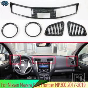日産ナバラ D23 フロンティア NP300 2017-2021 カーボンスタイルエアベントアウトレットカバーダッシュボードトリムベゼルフレームモールド