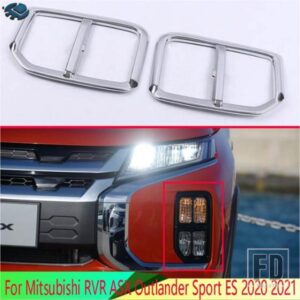 三菱 RVR ASX アウトランダースポーツ ES 2020 2021 ABS クロームフロントフォグライトランプカバートリムモールドベゼルガーニッシュステッカー