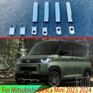 三菱デリカミニ 2023 2024 カーアクセサリー ABS クロームドアハンドルカバースマートキー穴キャッチキャップトリムモールド