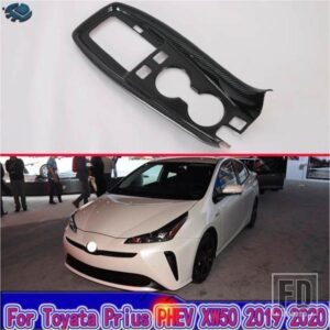 トヨタプリウス PHV XW50 2019-2022 カーアクセサリーカーボンスタイルフロントセンターコンソールカップドリンクホルダーカバートリムベゼル