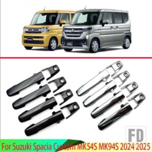 スズキスペーシアカスタム MK54S MK94S 2024 2025 ABS クロームドアハンドルカバースマートキー穴キャッチキャップトリムモールド