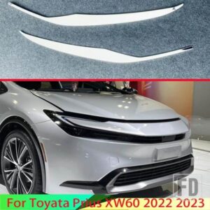トヨタプリウス XW60 2022 2023 カーアクセサリーステンレスフロントヘッドライトヘッドライトランプカバートリムモールドフレーム