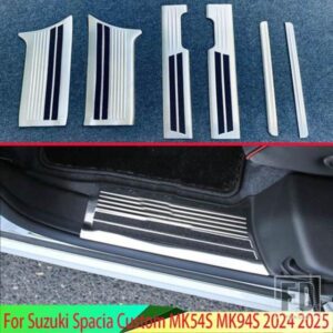 スズキスペーシアカスタム MK54S MK94S 2024 2025 ステンレスドアドアシルパネルスカッフプレートキックステップトリムカバープロテクター