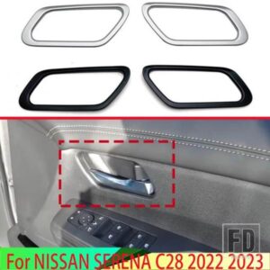 日産セレナ C28 2022 2023 カーアクセサリー ABS ピアノブラックインナーフロントドアハンドルカバーキャッチボウルトリム
