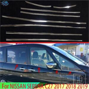 日産セレナ C27 2017 2018 2019 ボディスタイリングスティックステンレスウィンドウガーニッシュウィンドウストリップトリム