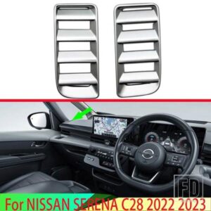 日産セレナ C28 2022 2023 カーアクセサリーピアノブラックエアベントアウトレットカバーダッシュボードトリムベゼルフレームモールドガーニッシュ