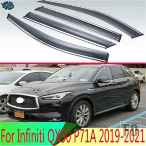 インフィニティ第二世代 QX50 P71A 2019-21 プラスチック外装バイザーベントシェード窓日雨ガードディフレクター 4 個