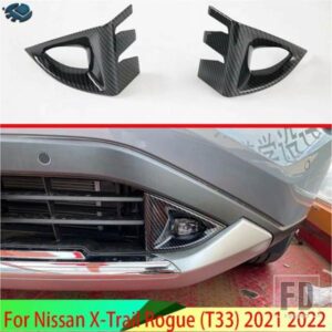 日産エクストレイルローグ T33 2021 2022 カーアクセサリーカーボンスタイルフロントフォグライトランプカバートリムモールドベゼル