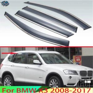 BMW X3 2008-2017 プラスチック外装バイザーベントシェード窓日雨ガードディフレクター 4 個 2009-15