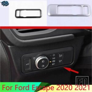 フォードエスケープクーガ 2020 2021 カーアクセサリー ABS クロームヘッドライトスイッチボタンコントロールパネルカバートリムベゼル