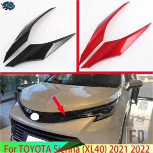 トヨタシエナ XL40 2021 2022 カーアクセサリーレッドピアノブラックフロントセンターメッシュグリルグリルカバーラジエーターストリップトリム