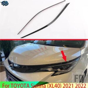 トヨタシエナ XL40 2021 2022 カーアクセサリーカーボンスタイルピアノブラックヘッドランプランプアイブロウトリムモールディング