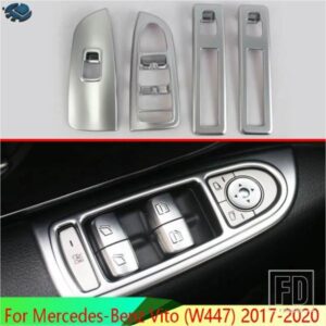 メルセデスベンツ ヴィト W447 2017-2020 ABS クロームドアウィンドウアームレストカバースイッチパネルトリムモールディングガーニッシュ