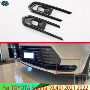 トヨタシエナ XL40 2021 2022 カーアクセサリーカーボンスタイルフロントフォグライトランプカバートリムモールドベゼルガーニッシュ