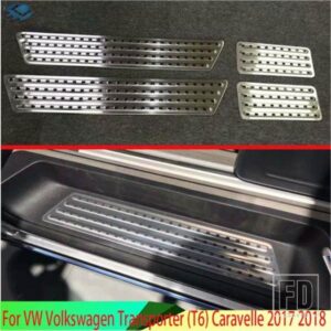 VW フォルクスワーゲントランスポーター T6 カラベル 2017-2022 ステンレスインナー内側ドアシルパネルスカッフプレートキックステップトリム