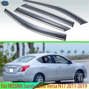 日産サニーラティオ VERSA N17 2011-2019 プラスチック外装バイザーベントシェード窓日雨ガードディフレクター 4 個 2015 2016