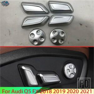 スタイリングドアシート調整ボタンスイッチマットクロームステッカーカバートリムアウディ Q5 年度 2018-2021 カーインテリアアクセサリー
