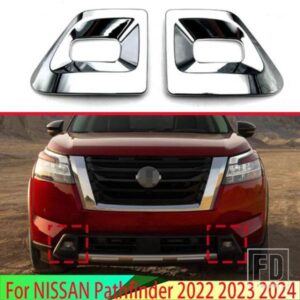 日産パスファインダー 2022 2023 2024 カーアクセサリー ABS クロームフロントフォグライトランプカバートリムモールドベゼルガーニッシュステッカー