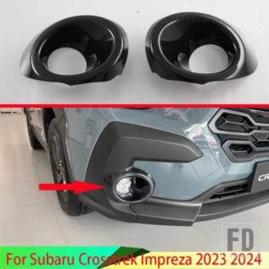 スバル CROSSTREK インプレッサ 2023 2024 カーボンスタイルフロントフォグライトランプカバートリムモールドベゼルガーニッシュ