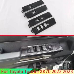 トヨタ タンドラ XK70 2022 2023 カーボンスタイルドア窓アームレストカバースイッチパネルトリムモールディングガーニッシュ