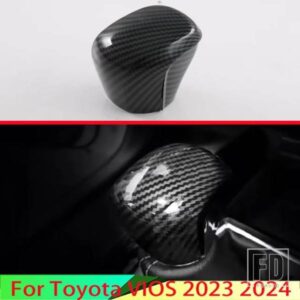 トヨタ VIOS 2023 2024 カーアクセサリーカーボンスタイルギアヘッドシフトノブスイッチングカバーインテリアトリマーモールディング