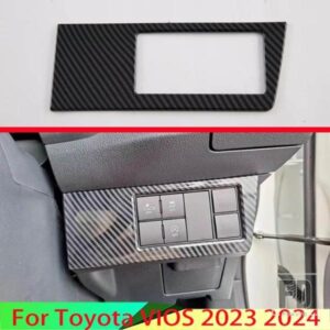 トヨタ VIOS 2023 2024 カーアクセサリーカーボンスタイルヘッドライトスイッチボタンコントロールパネルカバートリムベゼル