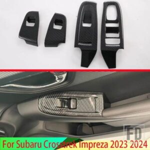 スバル CROSSTREK インプレッサ 2023 2024 カーボンスタイルドア窓アームレストカバースイッチパネルトリムモールディングガーニッシュ