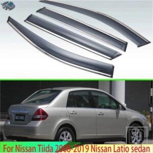 日産ティーダ 2008-2019 日産ラティオセダンプラスチック外装バイザーベントシェード窓日雨ガードディフレクター 4 個 2015 2017