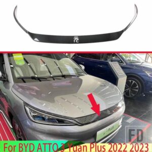 BYD アトー 3 元プラス 2022 2023 カーボンスタイルフロントセンターメッシュグリルグリルカバーラジエーターストリップトリム装飾