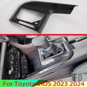 トヨタ VIOS 2023 2024 カーアクセサリーカーボンスタイルギアシフトパネルセンターコンソールカバートリムフレームスタイリング