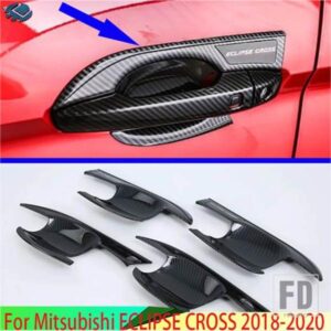 三菱エクリプスクロス 2018-2024 カーボンスタイルドアハンドルボウルカバーカップキャビティトリムインサートキャッチモールドガーニッシュ