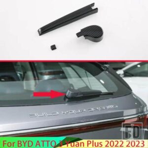 BYD アトー 3 元プラス 2022 2023 カーボンスタイルリアウィンドウワイパーアームブレードカバートリムオーバーレイノズルモールドガーニッシュ