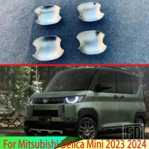 三菱デリカミニ 2023 2024 カーアクセサリー ABS クロームドアハンドルボウルカバーカップキャビティトリムインサートキャッチモールド