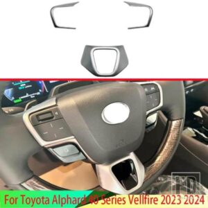 トヨタアルファード 40 シリーズヴェルファイア 2023 2024 ABS マットクロームステアリングホイールパネルカバーベゼルトリムインサートバッジモールド