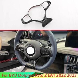 BYD ドルフィン ATTO 2 EA1 2022 2023 カーボンスタイルステアリングホイールパネルカバーベゼルトリムインサートバッジモールドガーニッシュ