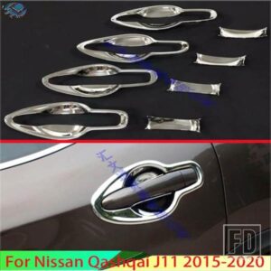 日産キャシュカイ 2015-2020 カーアクセサリー ABS クロームドアハンドルボウルカバーカップキャビティトリムインサートキャッチモールドガーニッシュ